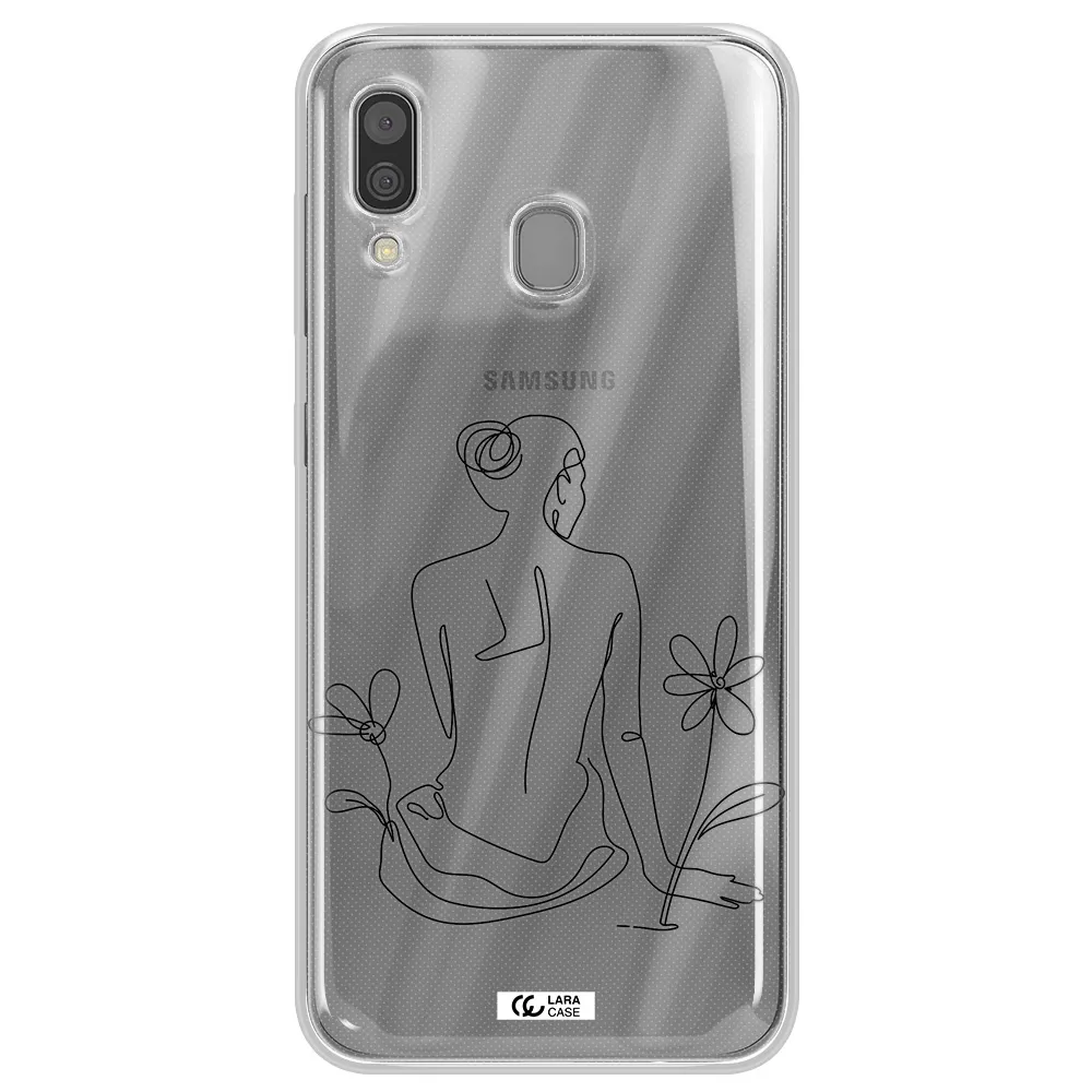 a woman sitting on a flower Samsung A30 Clear TPU Case
