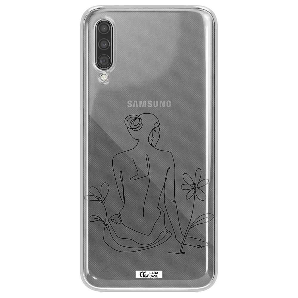 a woman sitting on a flower Samsung A30S Clear TPU Case