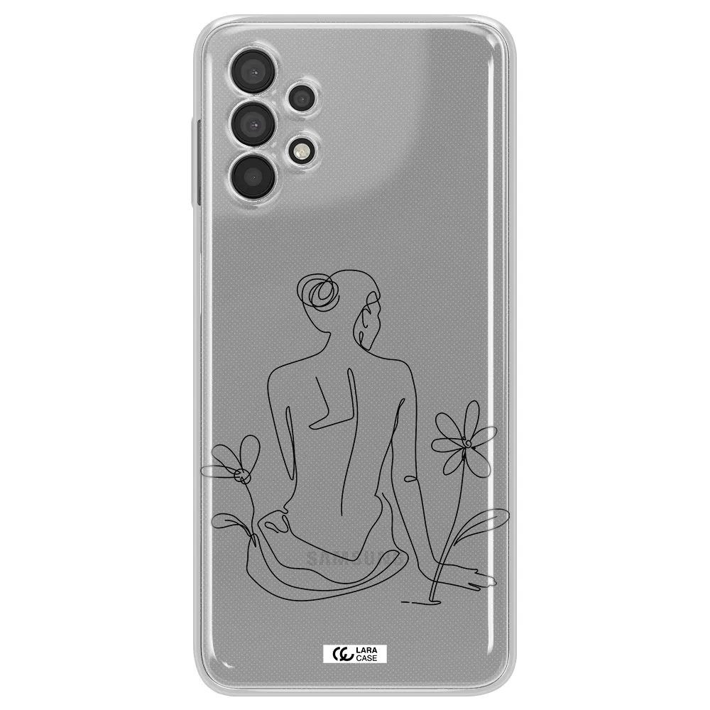 a woman sitting on a flower Samsung A32 Clear TPU Case