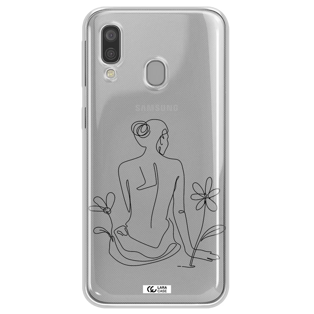 a woman sitting on a flower Samsung A40 Clear TPU Case