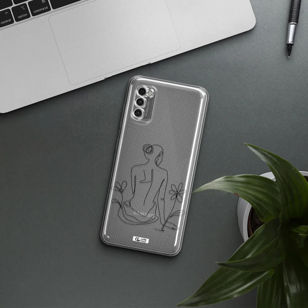 A Woman Sitting On A Flower Samsung A41 Clear Tpu Case