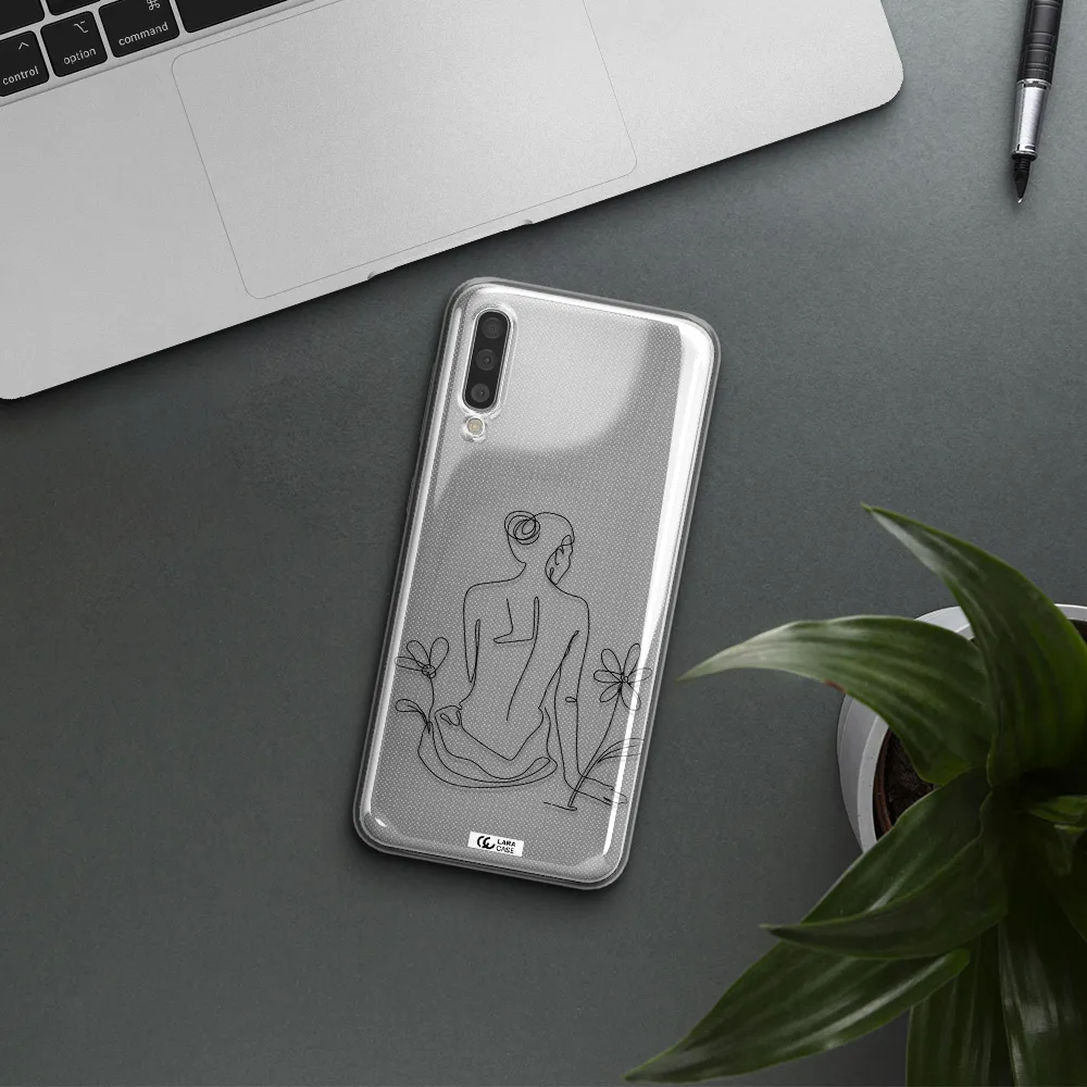 a woman sitting on a flower Samsung A50 Clear TPU Case