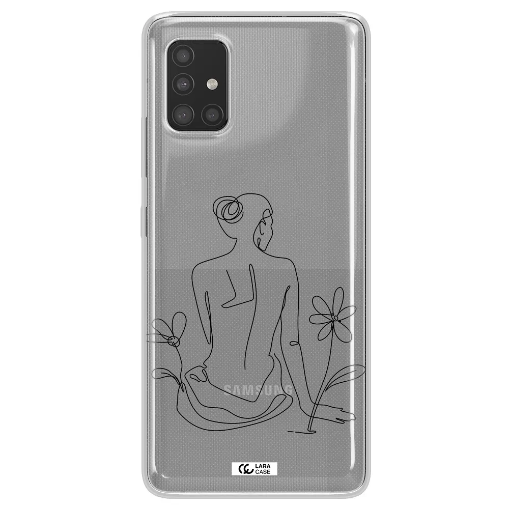 a woman sitting on a flower Samsung A51 Clear TPU Case