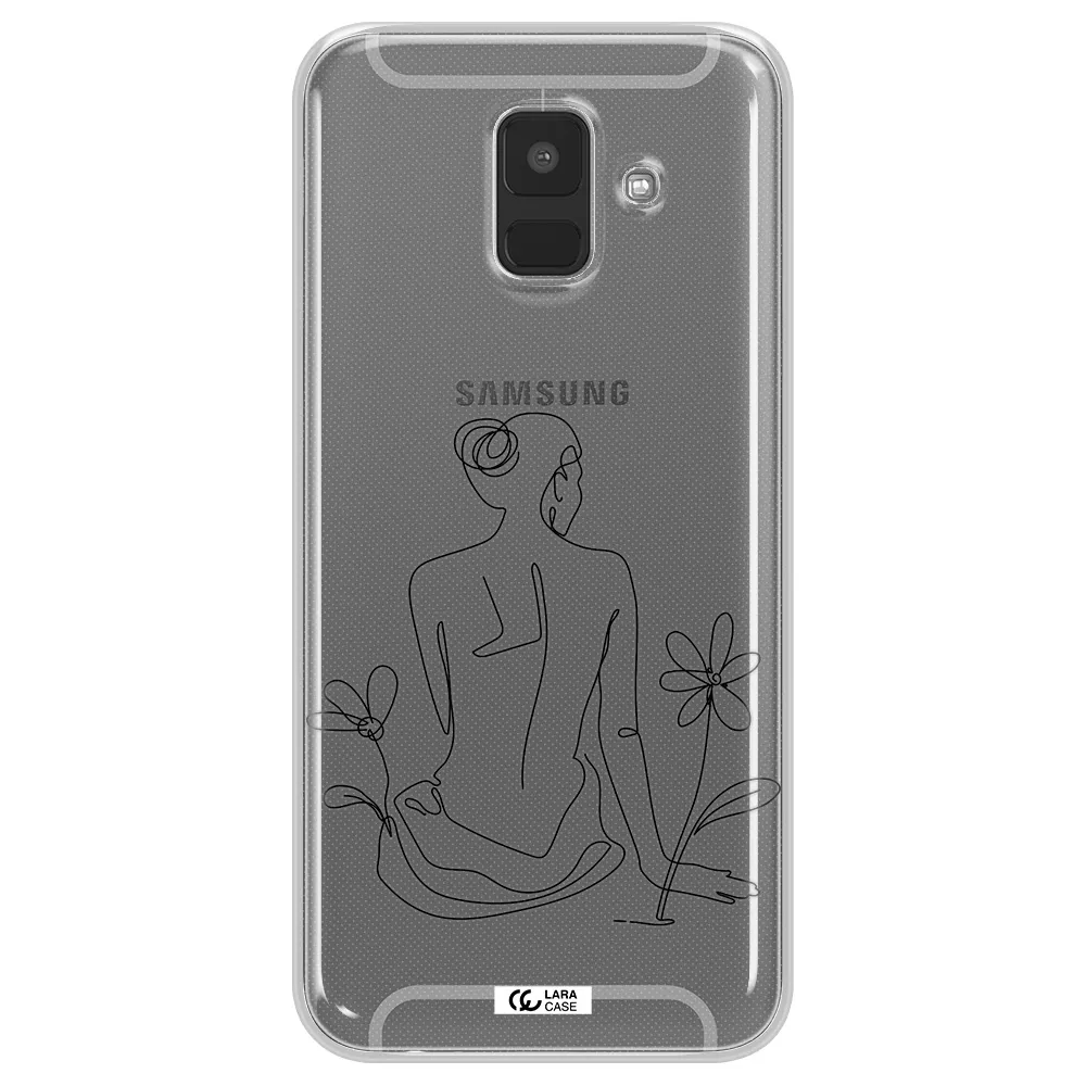 a woman sitting on a flower Samsung A6 Clear TPU Case