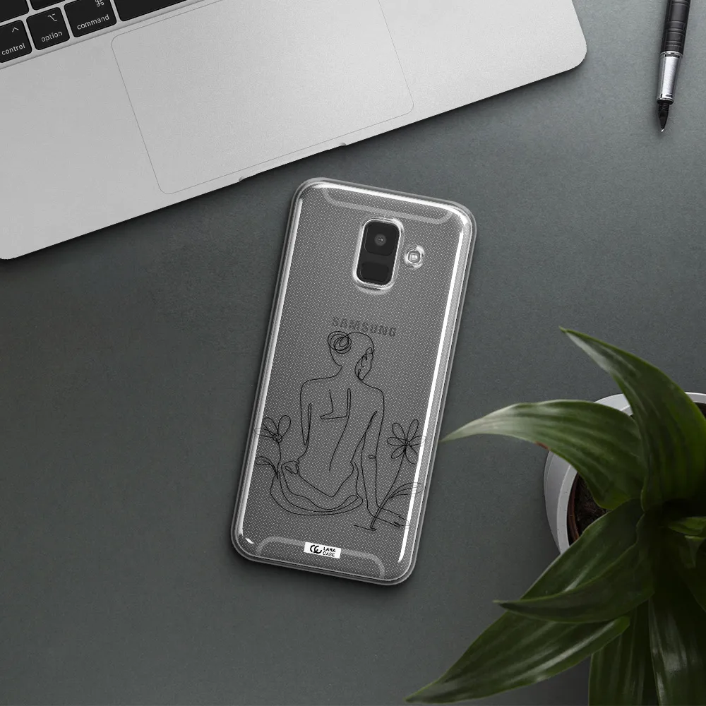 a woman sitting on a flower Samsung A6 Clear TPU Case