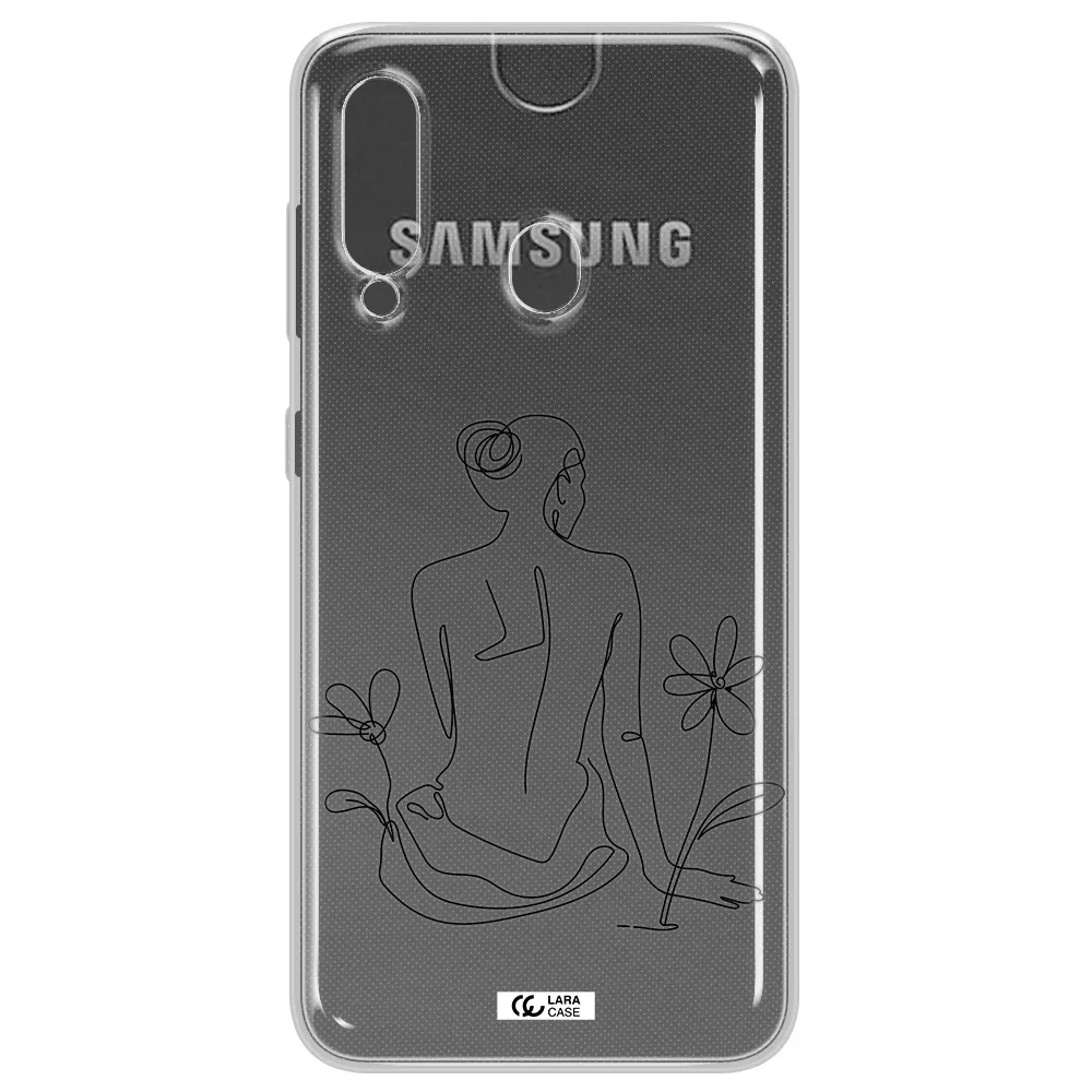 a woman sitting on a flower Samsung A60 Clear TPU Case