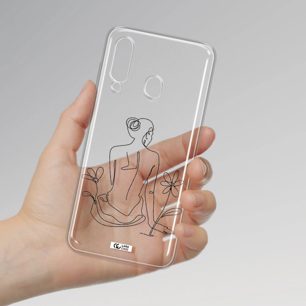 a woman sitting on a flower Samsung A60 Clear TPU Case