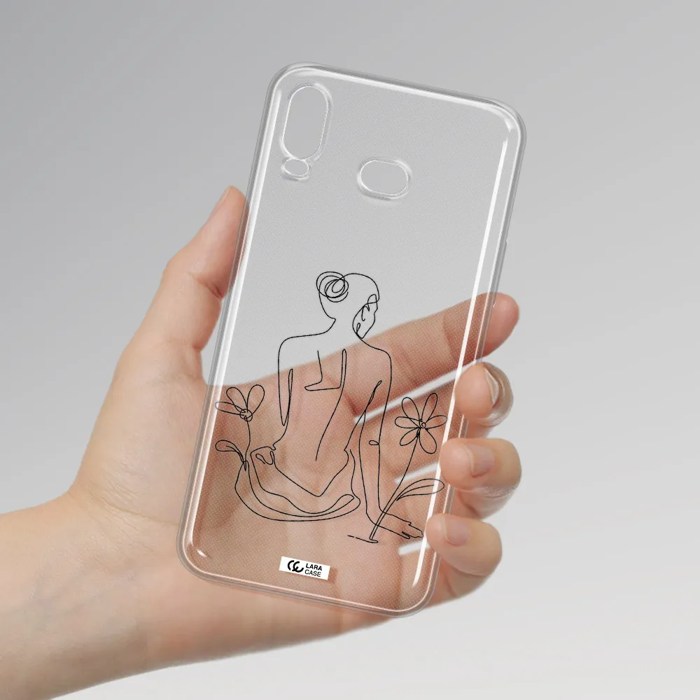 a woman sitting on a flower Samsung A6S Clear TPU Case