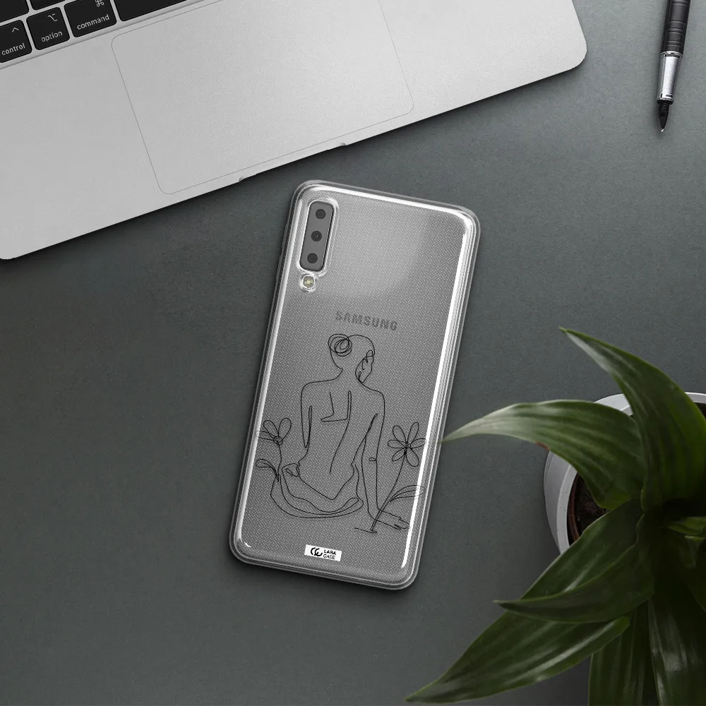 a woman sitting on a flower Samsung A7 2018 Clear TPU Case