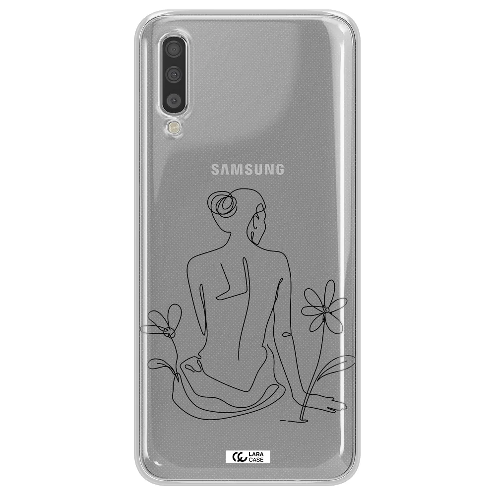 a woman sitting on a flower Samsung A70 Clear TPU Case