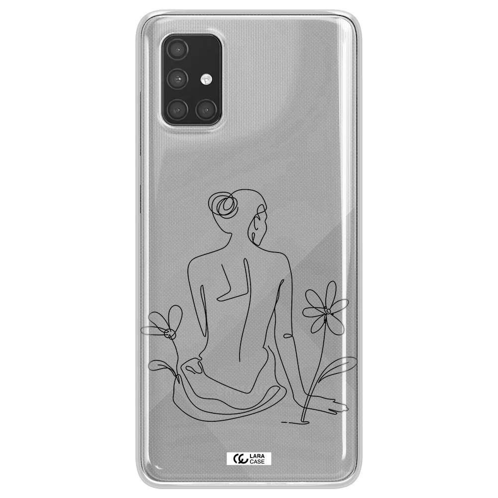 a woman sitting on a flower Samsung A71 Clear TPU Case