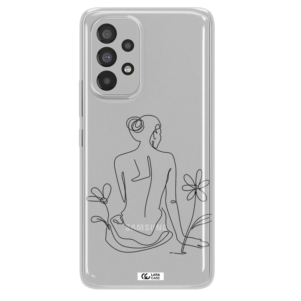 a woman sitting on a flower Samsung A73 Clear TPU Case
