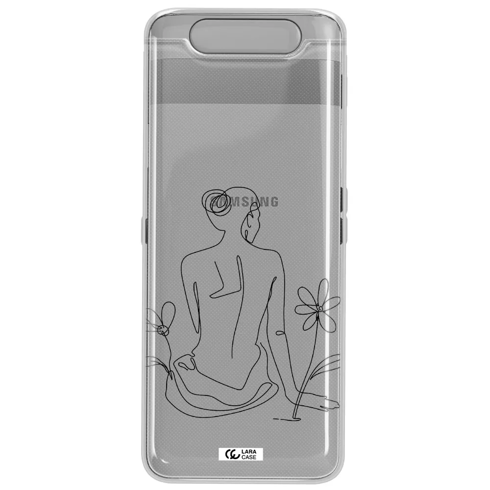 a woman sitting on a flower Samsung A80 Clear TPU Case