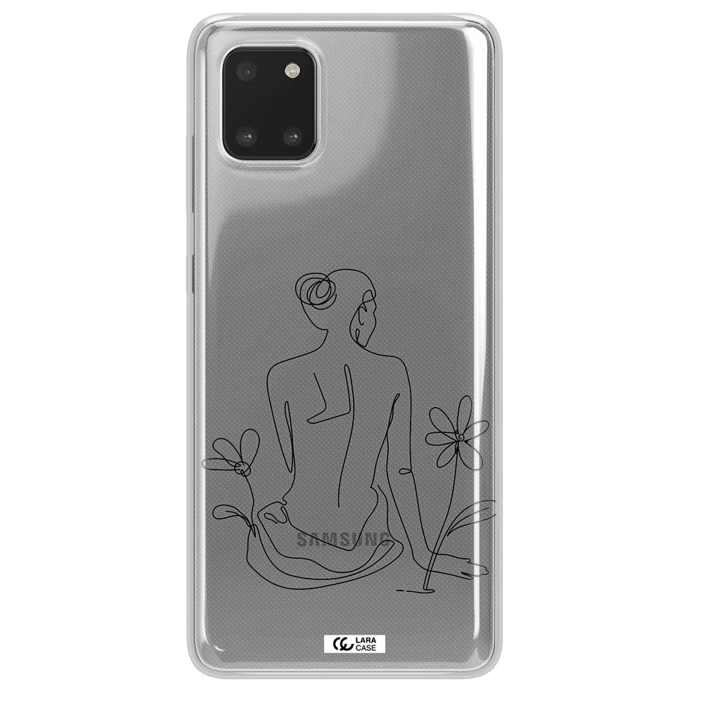 a woman sitting on a flower Samsung A81 Clear TPU Case