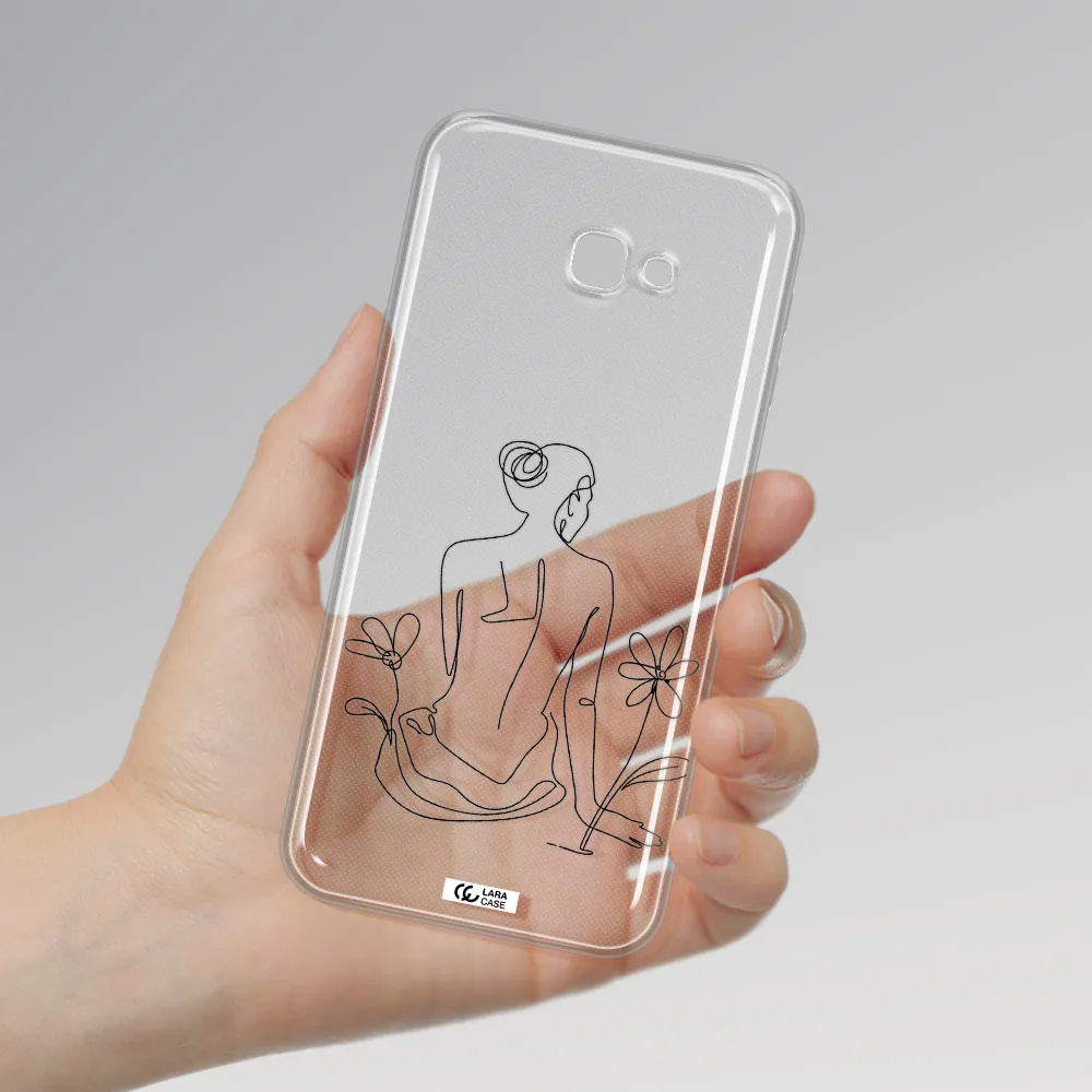 a woman sitting on a flower Samsung J4 Plus Clear TPU Case
