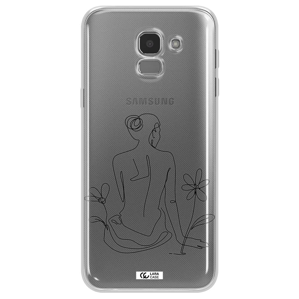 a woman sitting on a flower Samsung J6 Clear TPU Case