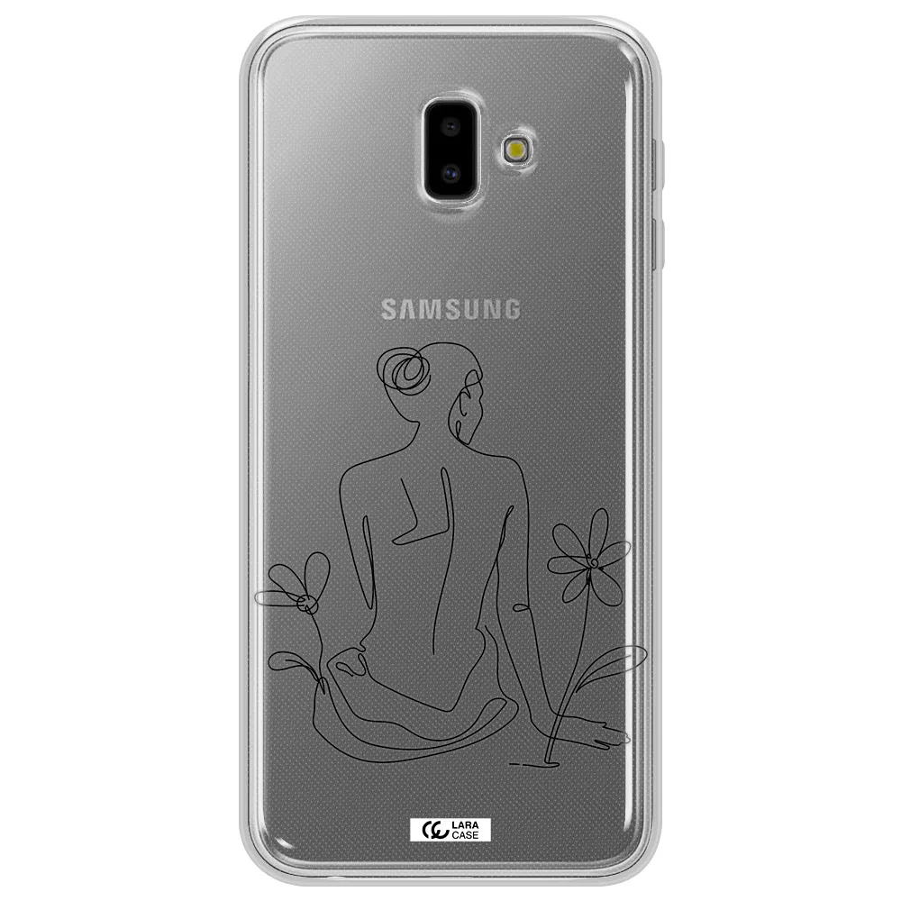 a woman sitting on a flower Samsung J6 Plus Clear TPU Case