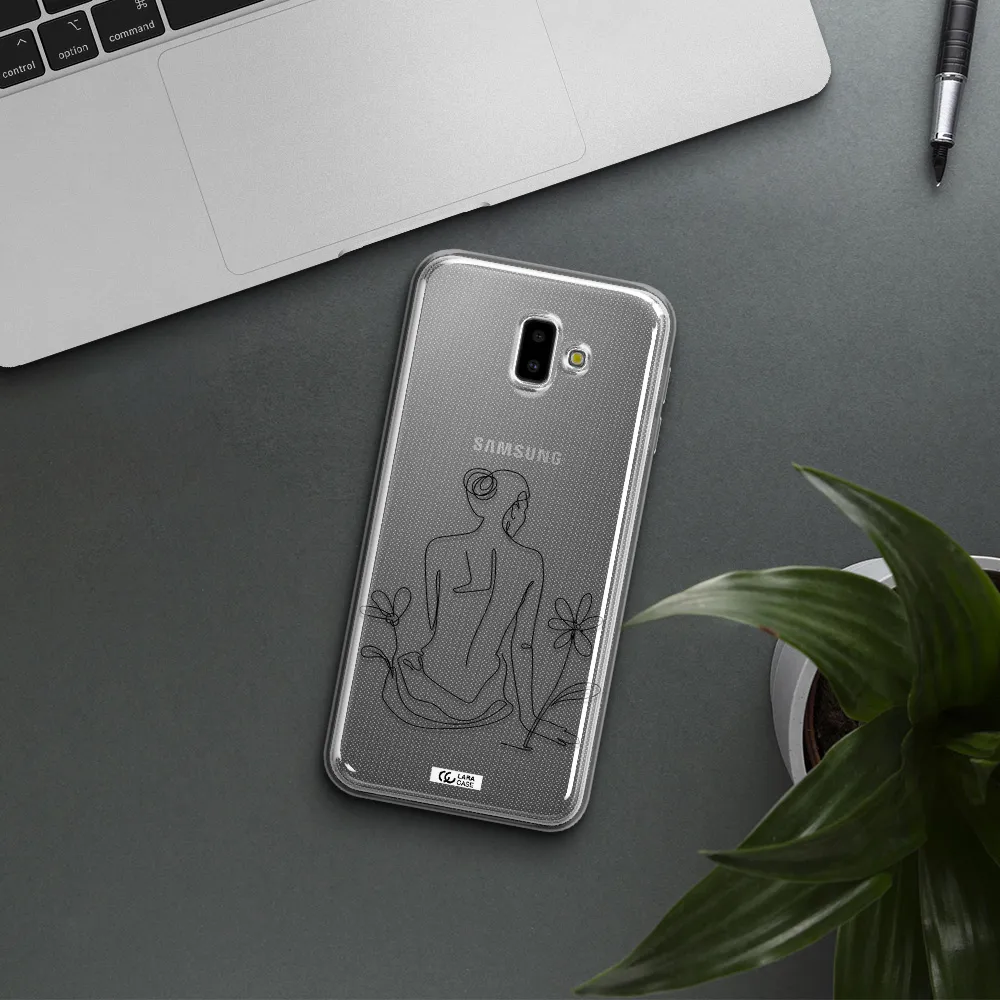 a woman sitting on a flower Samsung J6 Plus Clear TPU Case