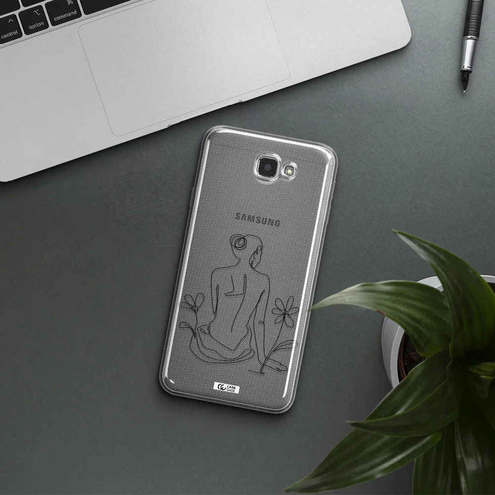 a woman sitting on a flower Samsung J7 Prim Clear TPU Case