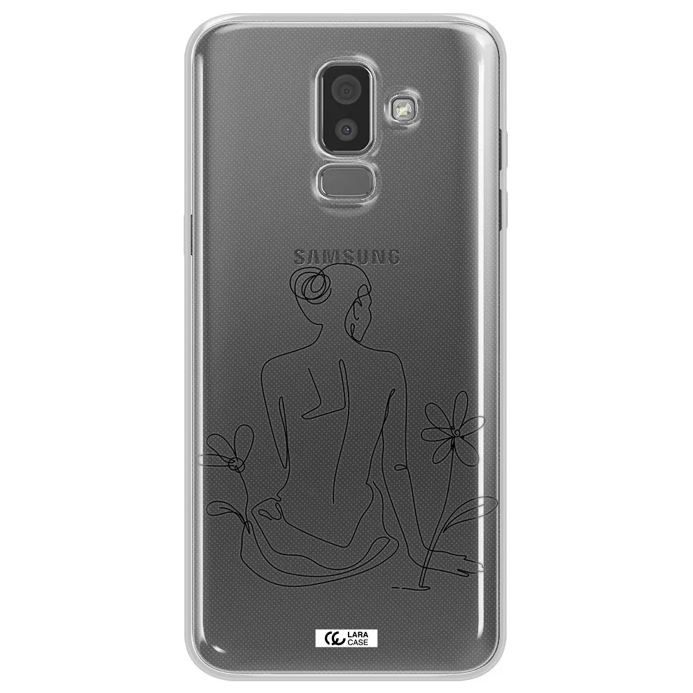 a woman sitting on a flower Samsung J8 Clear TPU Case