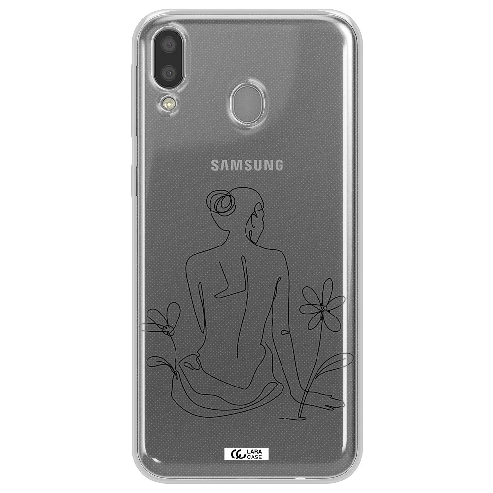a woman sitting on a flower Samsung M20 Clear TPU Case
