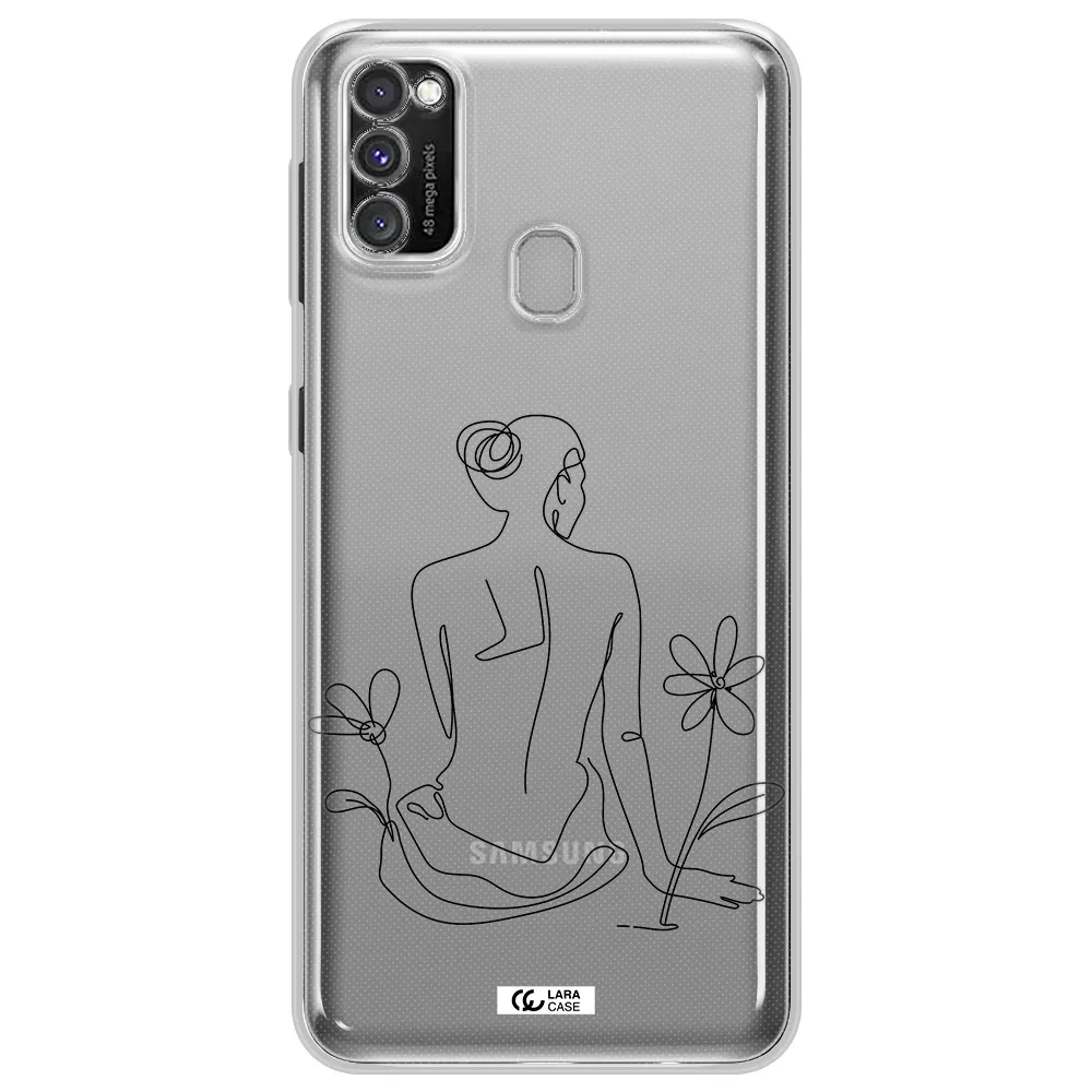 a woman sitting on a flower Samsung M30S Clear TPU Case