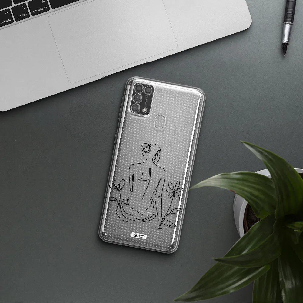 a woman sitting on a flower Samsung M31 Clear TPU Case