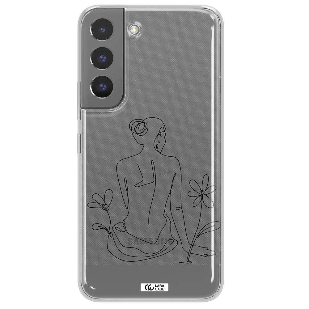 a woman sitting on a flower Samsung S 22 Clear TPU Case