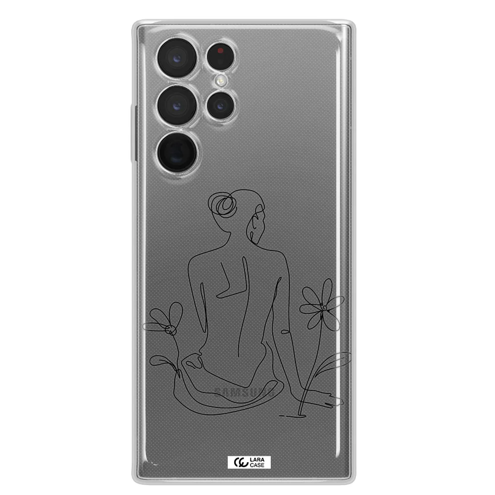 a woman sitting on a flower Samsung S 22 Ultra Clear TPU Case