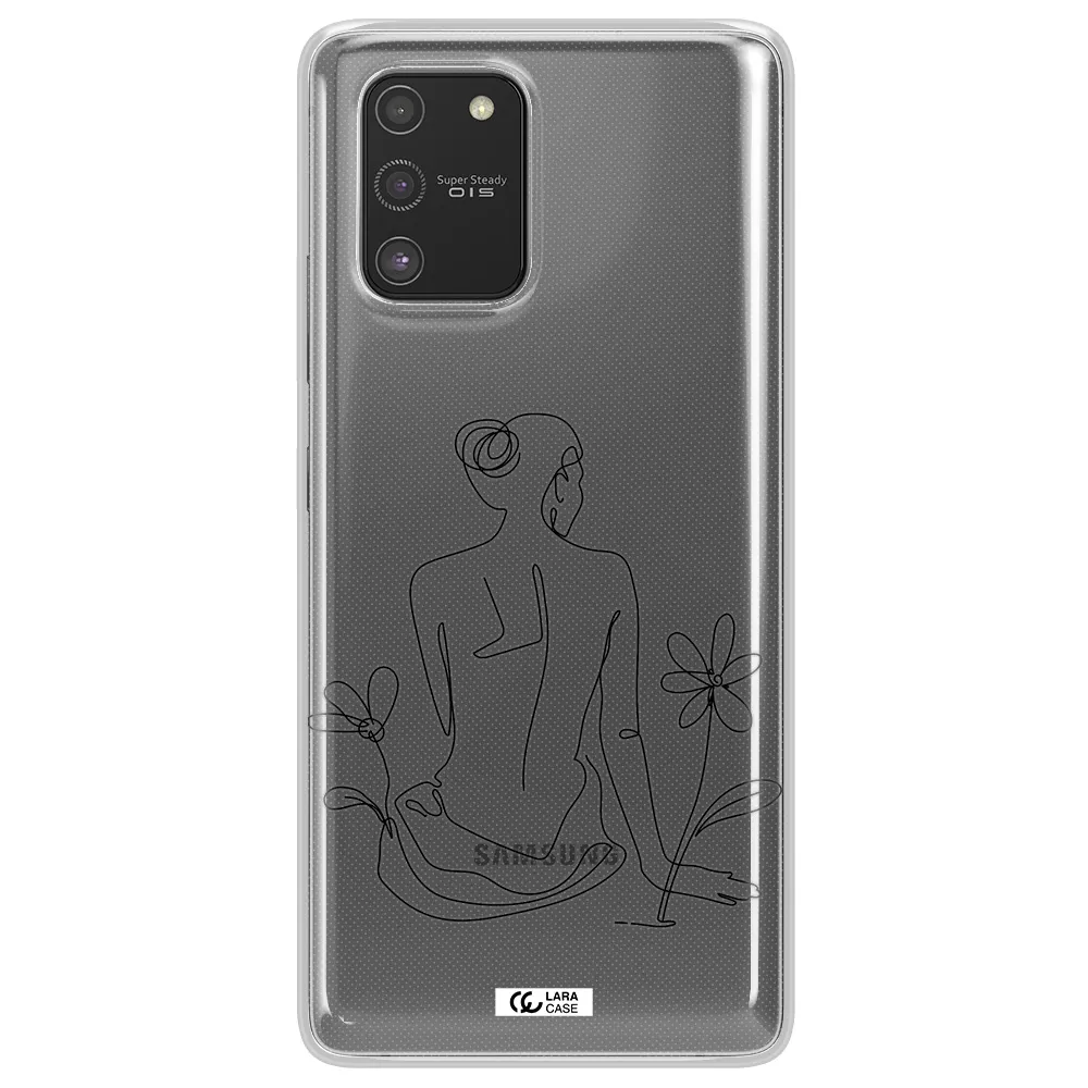 a woman sitting on a flower Samsung S10 Lite Clear TPU Case
