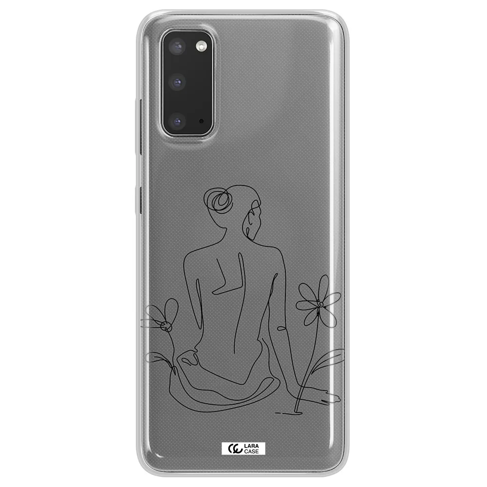 a woman sitting on a flower Samsung S20 Clear TPU Case