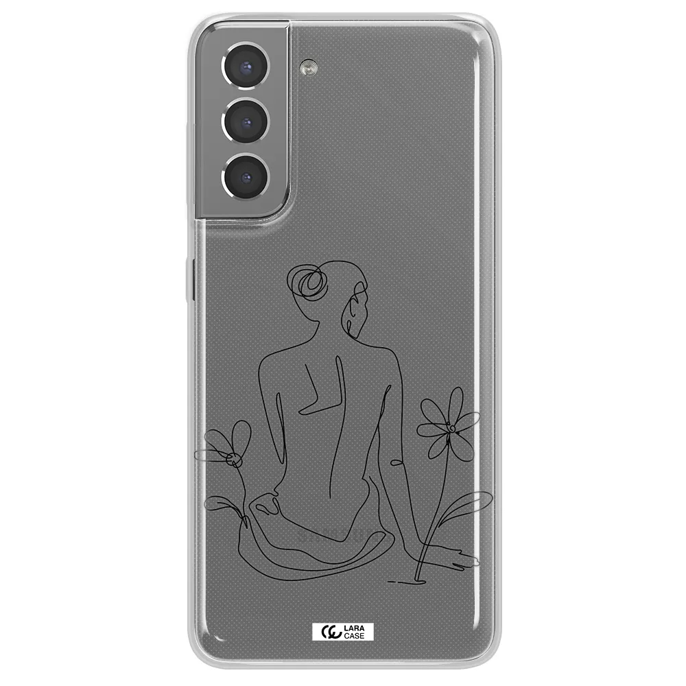 a woman sitting on a flower Samsung S21 Clear TPU Case