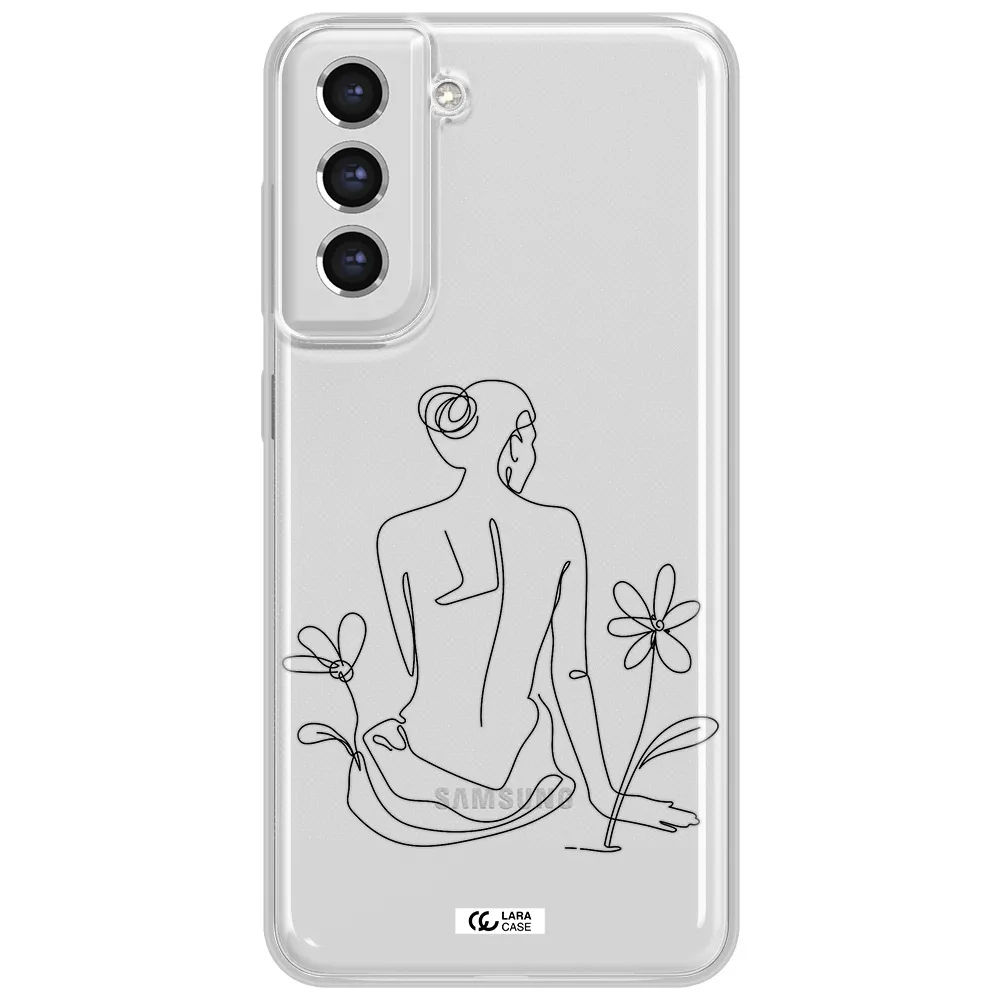 A Woman Sitting On A Flower Samsung S21 Fe Clear Tpu Case