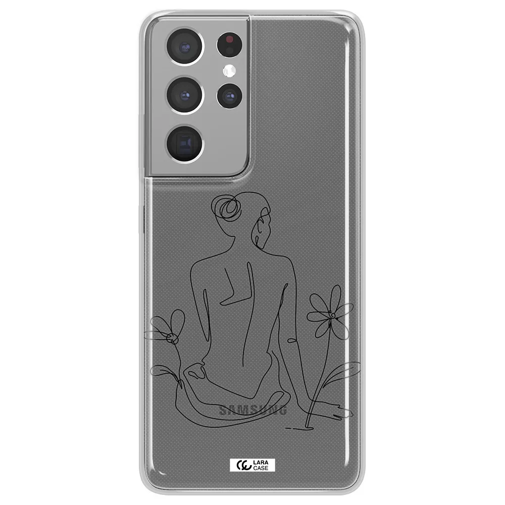 a woman sitting on a flower Samsung S21 Ultra Clear TPU Case
