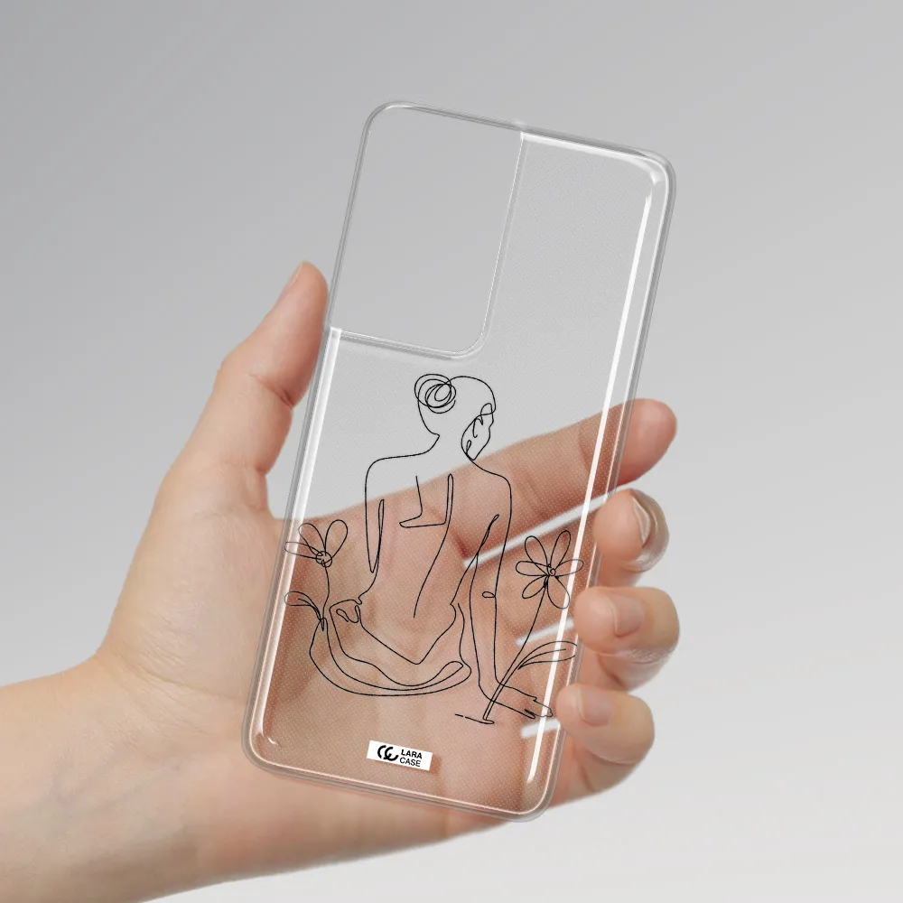 a woman sitting on a flower Samsung S21 Ultra Clear TPU Case