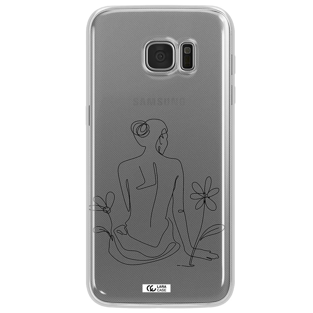 a woman sitting on a flower Samsung S7 Edge Clear TPU Case