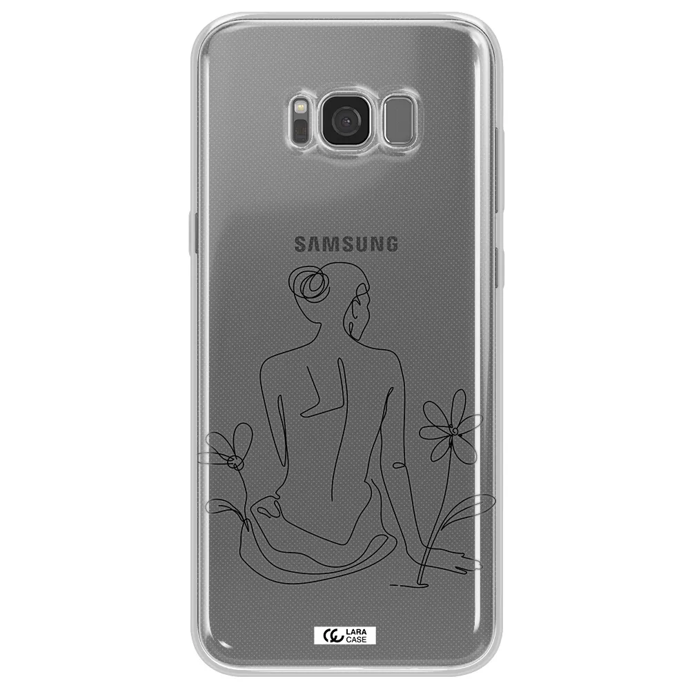 a woman sitting on a flower Samsung S8 Clear TPU Case