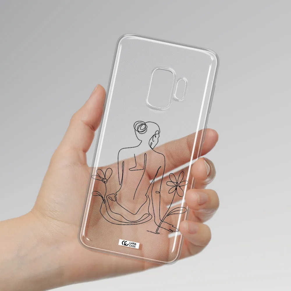 a woman sitting on a flower Samsung S9 Clear TPU Case