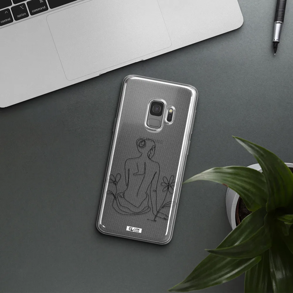 a woman sitting on a flower Samsung S9 Clear TPU Case
