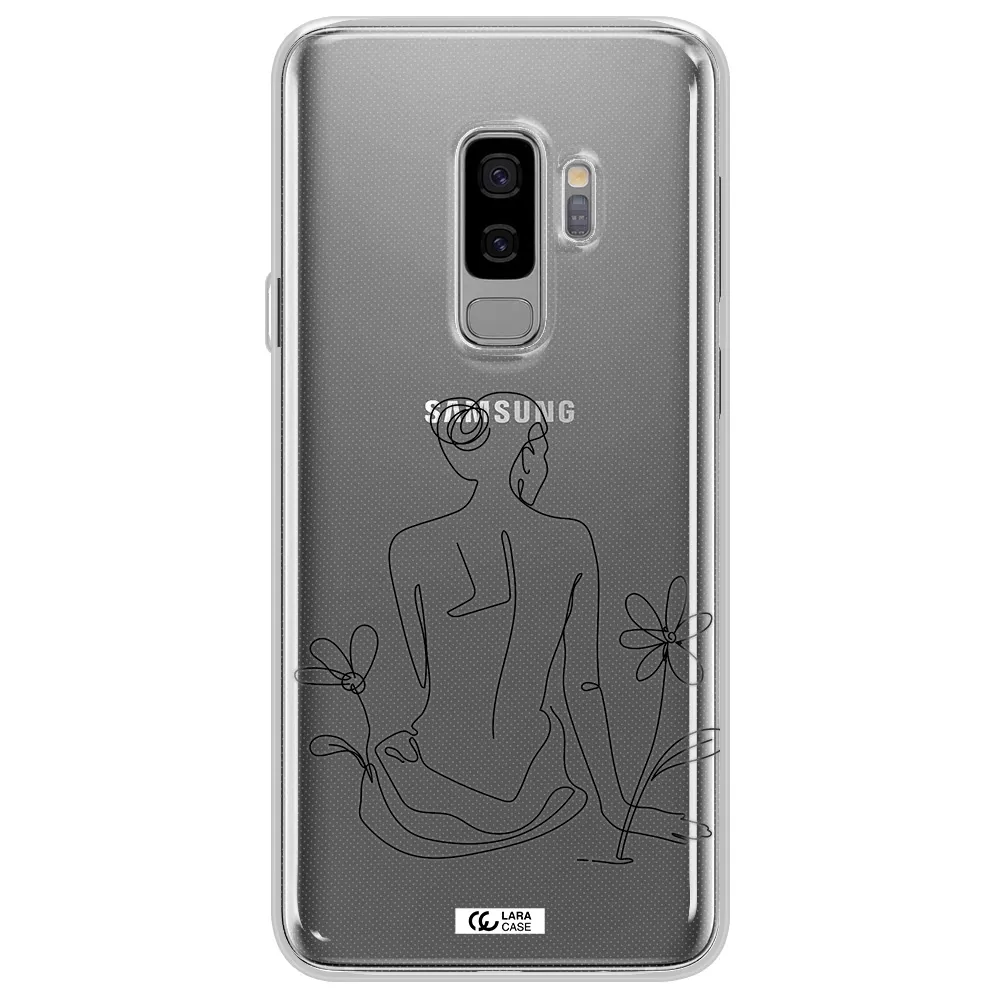 a woman sitting on a flower Samsung S9 Plus Clear TPU Case