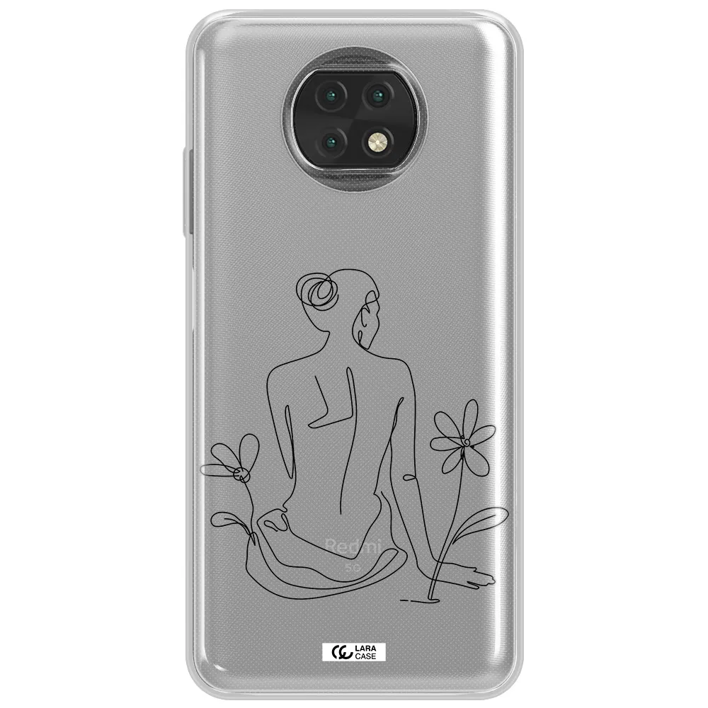 A Woman Sitting On A Flower Xiaomi Redmi Note 9T Clear Tpu Case