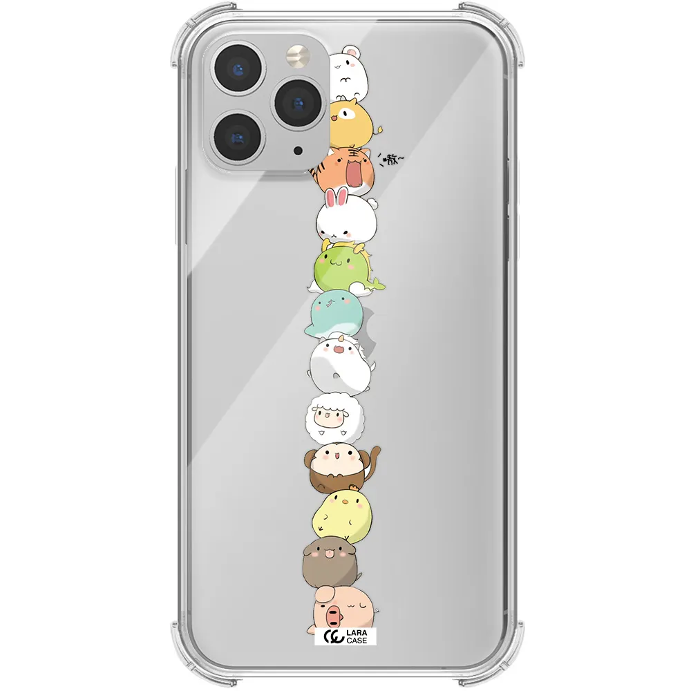 a stack of cartoon animals Apple iPhone 11 pro Clear PC Case