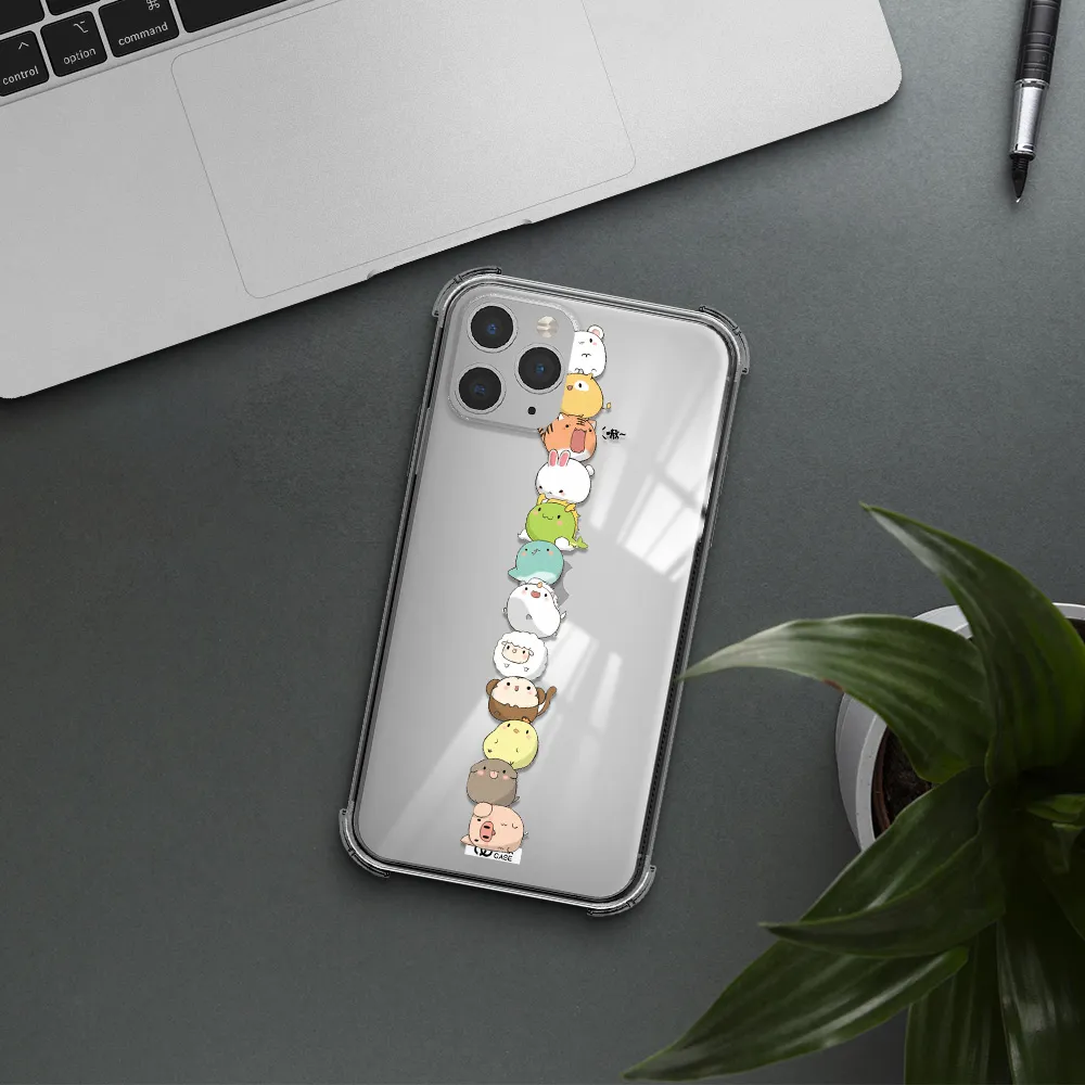 a stack of cartoon animals Apple iPhone 11 pro Clear PC Case