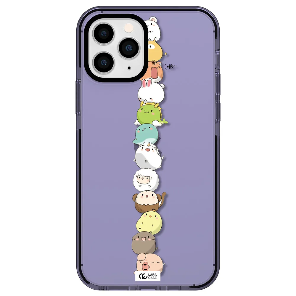 a stack of cartoon animals Apple iPhone 11 pro impact Lilac Case