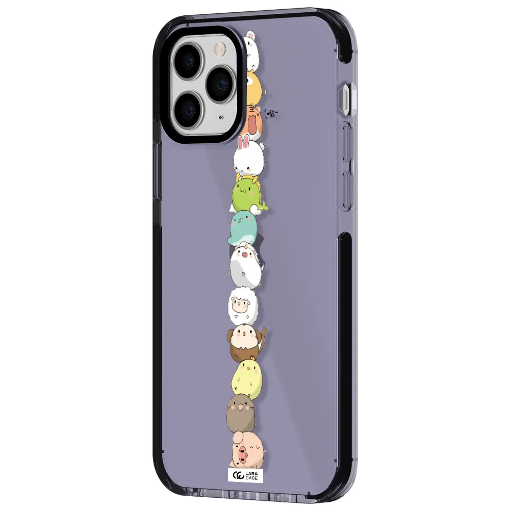 a stack of cartoon animals Apple iPhone 11 pro impact Lilac Case