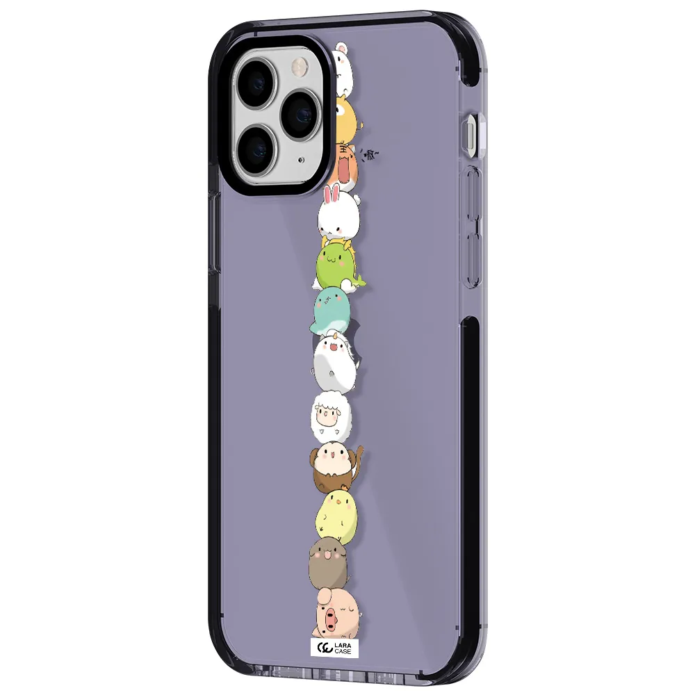 a stack of cartoon animals Apple iPhone 11 pro max impact Lilac Case