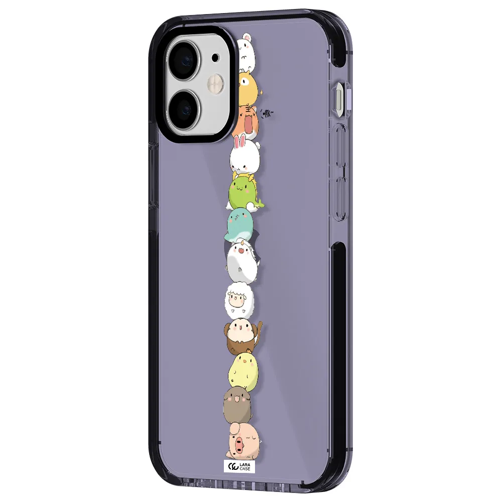 a stack of cartoon animals Apple iPhone 12 mini impact Lilac Case