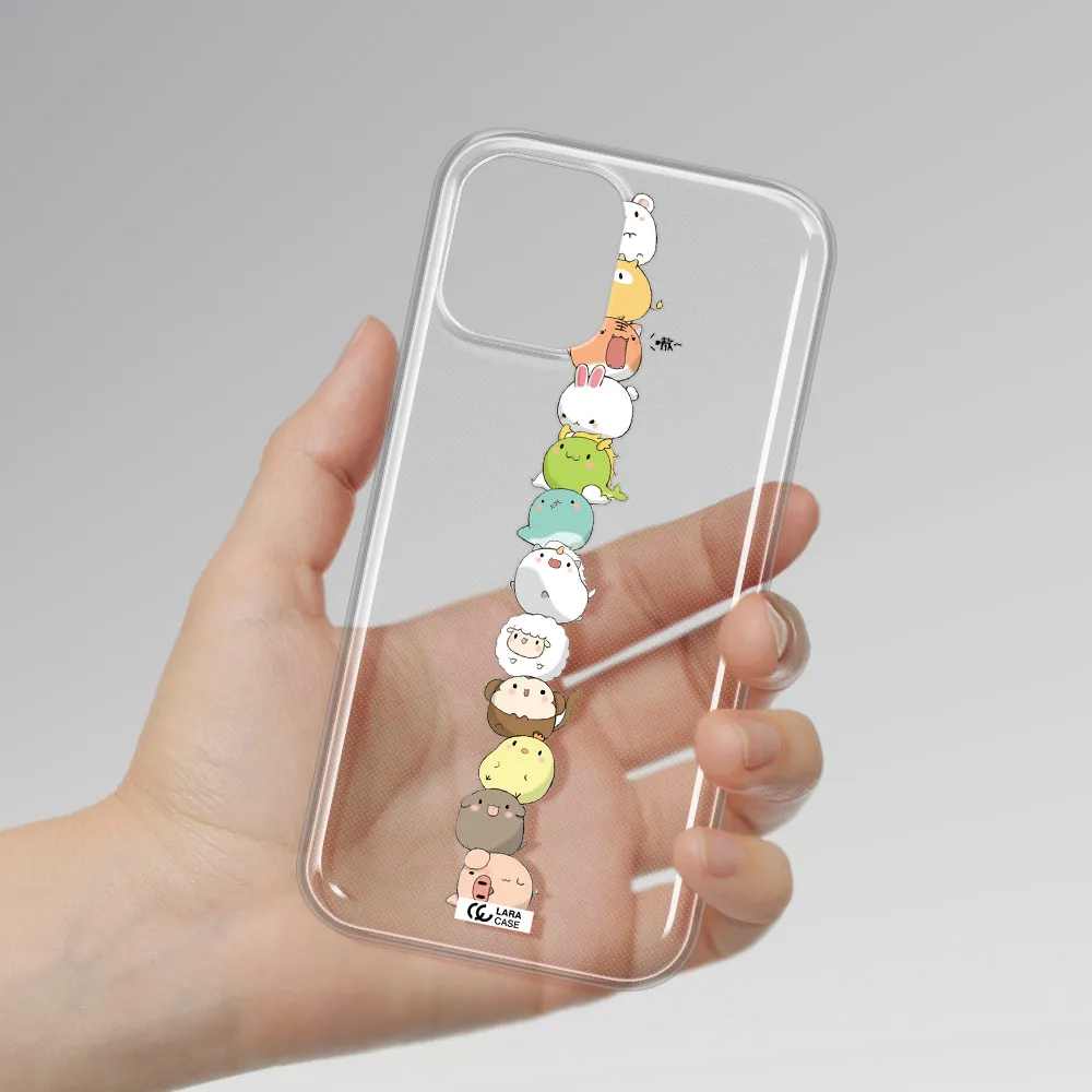 a stack of cartoon animals Apple iPhone 12 pro max Clear TPU Case