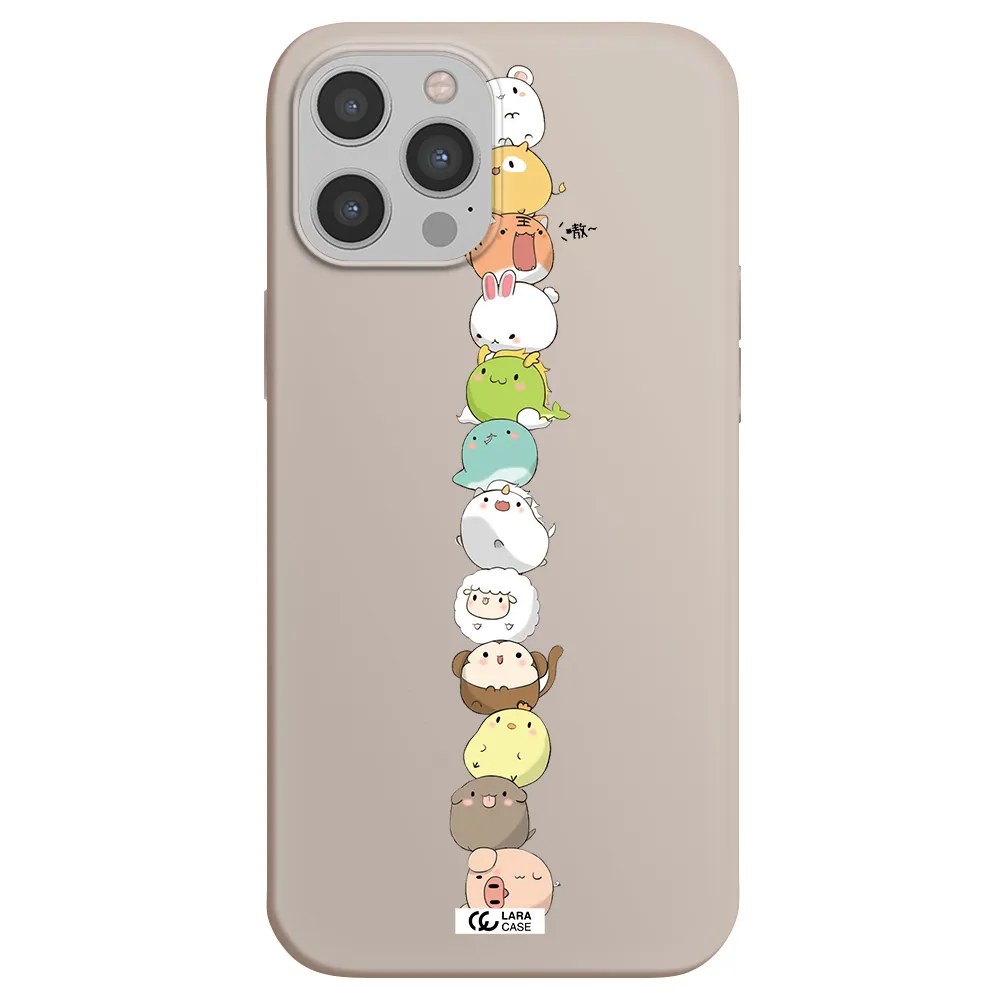 a stack of cartoon animals Apple iPhone 12 pro Silicone Stone Case