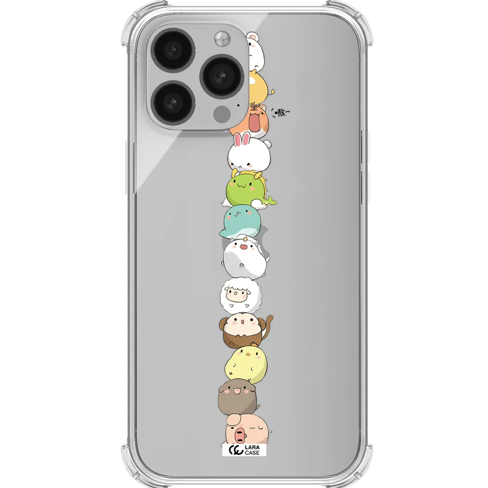 a stack of cartoon animals Apple iPhone 13 Pro Clear PC Case